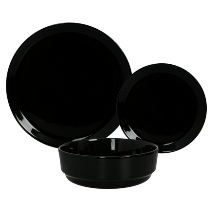Set x 18 piezas Vajilla Playo Postre Bowl Ceramica Oslo Aston Negro