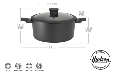 Cacerola De Aluminio Con Antiadherente 22 Cm Color Negro