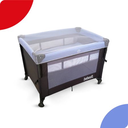 Cuna Bolso Transportable Colecho Bebesit Con Mosquitero 2021-C Celeste Con Gris