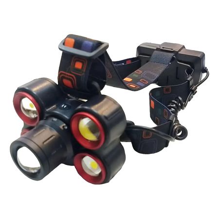 Linterna Minero Vincha De Cabeza Led Usb Bateria De 5 Luces Blanco Negro