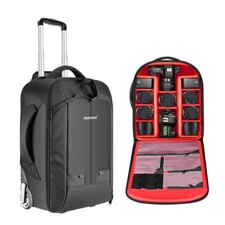 Neewer NW3300. Mochila con ruedas 2 en 1. Transporte profesional (interior rojo)