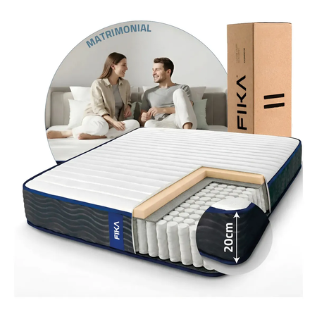 Colchón 2 Plazas Resortes Pocket 140x190 en caja Fika