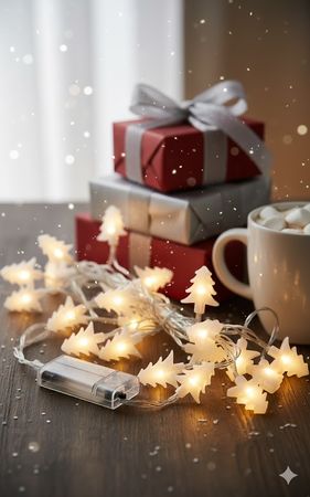 Luces led de navidad arbolito pino blanco