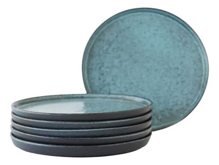 Set 6 Plato Postre Vajilla Neo Avant Garde 21 Cm Stoneware Azul