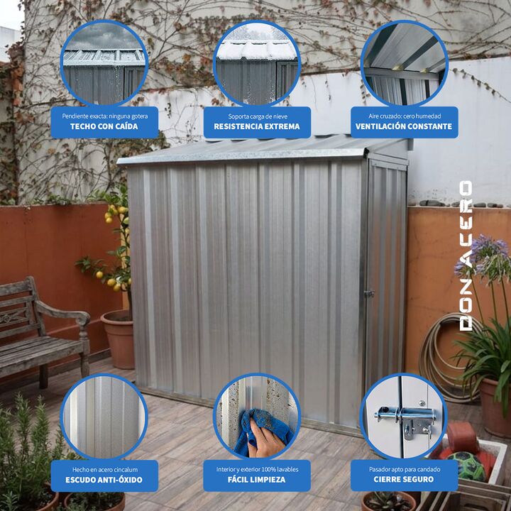 Deposito Armario Caseta Cobertizo de jardin 1x2 Techo 1 agua DON ACERO - Vista 5