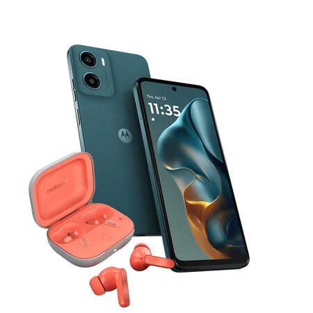 Combo Moto G05 4+64GB Forest Green + Moto Buds Guitar Peach Pink