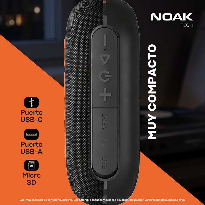 Parlante Portátil Noak Spark Bluetooth Slim 5W RMS - Vista 3