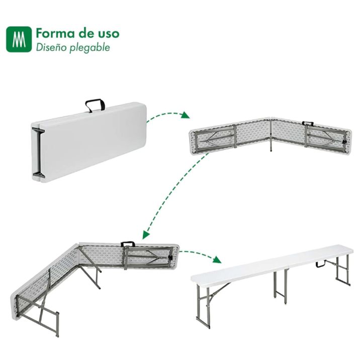 Banco Picnic Plegable Con Estructura De Acero 1.20 Mts Garden Life T420000 Blanco - Vista 5