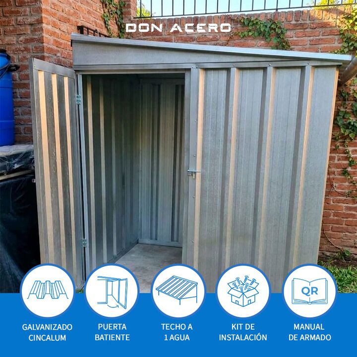 Deposito Armario Caseta Cobertizo de jardin 2x2 Techo 1 agua DON ACERO - Vista 4