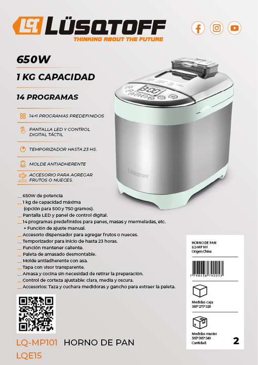 HORNO PANADERO LUSQTOFF 1KG VERDE MENTA - Vista 3