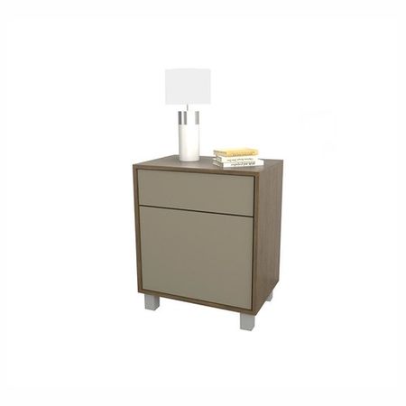 Mesa de Luz Juvenil DS Home 1 Cajon 1 Puerta Nogal Gris 52x63x36 cm