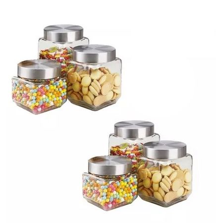 Frascos De Vidrio Set X 6 Tapa Acero A Rosca Super Practico