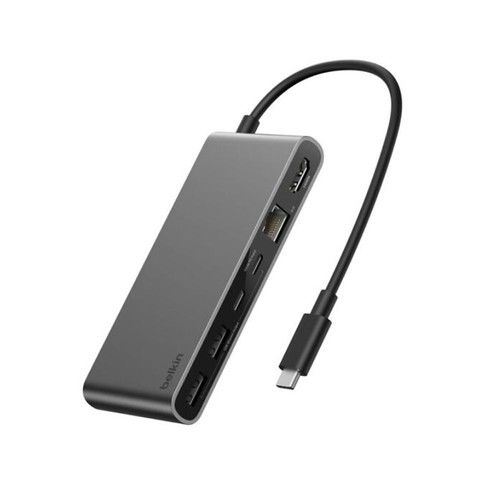 Belkin USB-C 8-in-1 Hub / 2 USB-A 10Gbps / USB-C 10Gbps / USB-C PD 3.0 100W 10Gbps/ HDMI 2.0 4K@60Hz / 2.5Gb Ethernet / SD 3.0 / microSD 3.0 - Vista 5