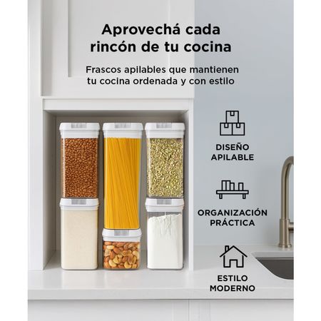 Set De 7 Contenedores Para Cocina Gadnic Con Tapa Hermética