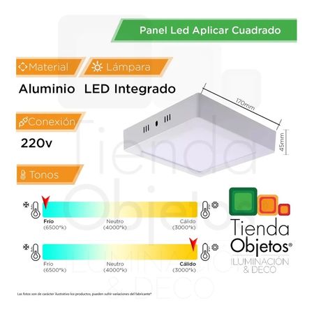 Pack X10 Plafon Cuadrado 12W Calido