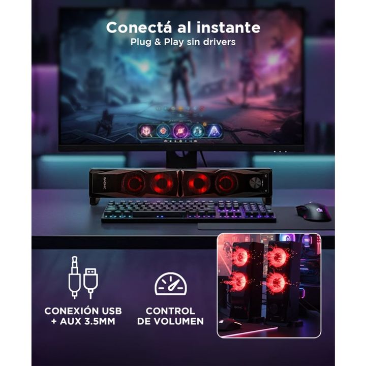 Parlante Gamer RGB Gadnic 2 en 1: Pc y Barra de Sonido - Vista 4