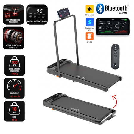 Cinta De Caminar Electrica 10km 2hp Melfit Ejercicio 2 Niveles Inclinación Negro