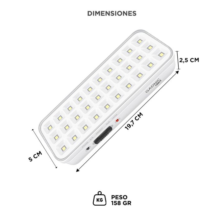 Luz de Emergencia Gadnic Tools 30L 6500k - Vista 6