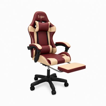 Silla Gamer T-GO Ergonómica Reclinable + Apoya Pies Color Bordó  