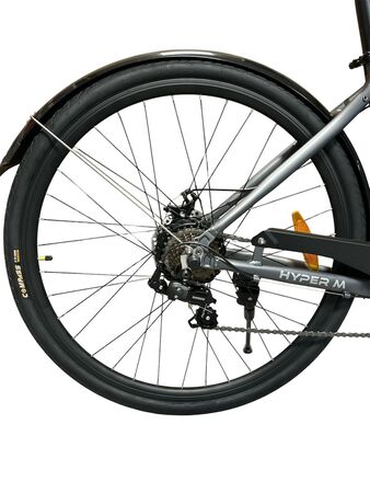 Bicicleta Electrica Nippongame Hyper - Talle Unico - Gris - 7vel - Cuadro de aluminio bateria integrada - Frenos a discos mecanicos - Rodado 28"