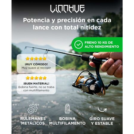 Reel de Pesca Frontal Linnhue Rio Laguna Pesca Variada apto Multifilamento