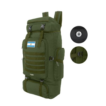Mochila Táctica Camping Mochilero 70 litros Trekking Verde militar