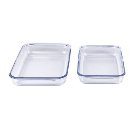 Set De 2 Fuentes De Vidrio Rectangulares 1.5L 2.5L