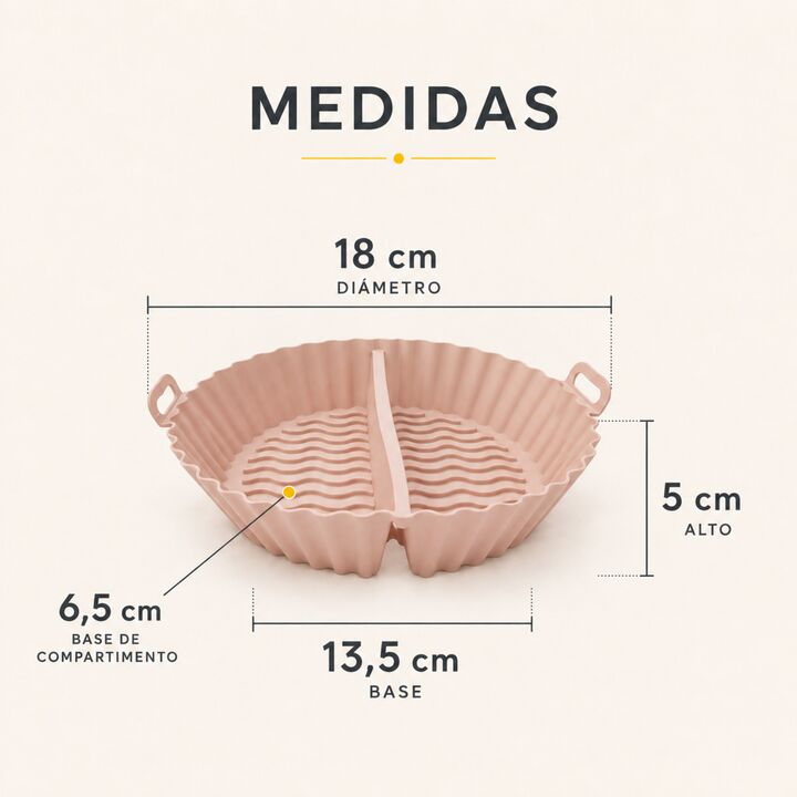 Molde Silicona Doble Air Fryer Horno 18 cm Con Divisor Rosa - Vista 2