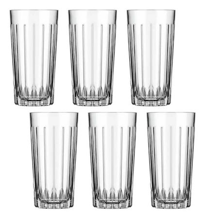 Set Pack X6 Vaso Madrid Trago Largo 395 Ml Nadir Vidrio