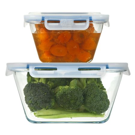 Set x 2 Hermeticos Contenedor Vidrio Taper Horno Freezer Grandes Curver