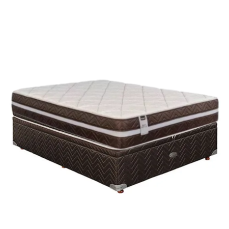 Colchón + Sommier Baulera Roomy Resortes 2 Plazas Springwall Regina 140x190x24 120kg 