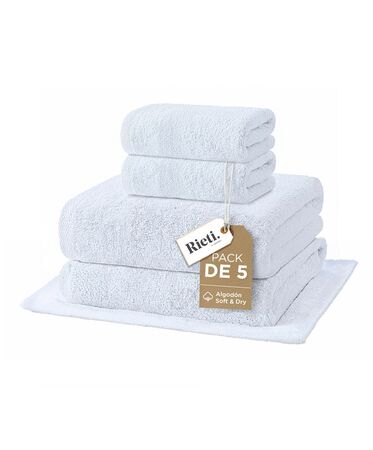 Set x5 Toallas Rieti By Gadnic 100% Algodón Premium Blancas Toalla Toallón Toalla De Piso