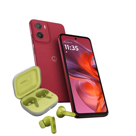 Combo Moto G05 4+128GB Plum Red + Moto Buds Guitar Green Banana