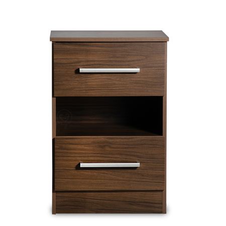 Mesa de Luz 2 Cajones Melamina Nogal Reforzada Maximo Venezia