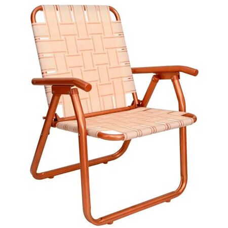 Sillon Plegable de Aluminio Descansar Coversol Apoyabrazos Cobre Crema 80049