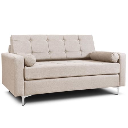 Sillón 2 Cuerpos Colombia Patas Aluminio Tapizado Shot Latte Espácity