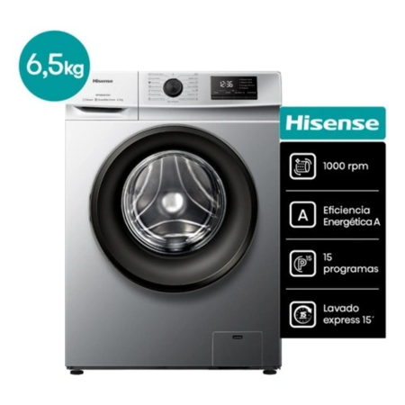 Lavarropas Hisense Carga Frontal 6.5kg Gris