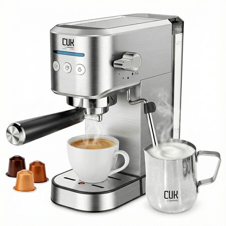 Cafetera Espresso Cuk By Gadnic 20 Bar 3 en 1 Cápsulas Nespresso y Dolce Gusto