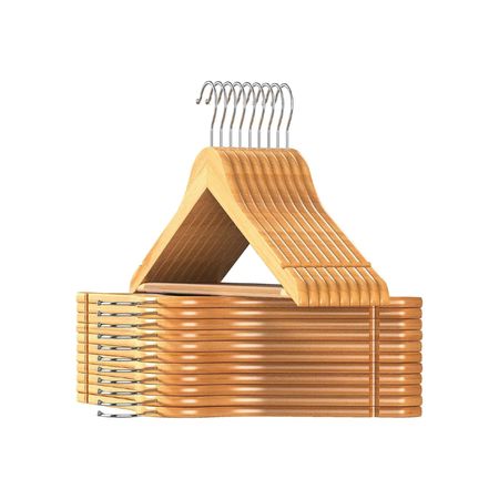 Pack 10 Perchas de Madera Lustrada Barnizada de Excelente Calidad Waggs