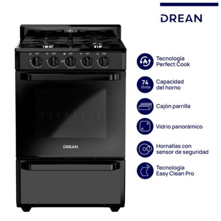 COCINA DREAN CD5602AN0 56cm MULTIGAS NEGRA