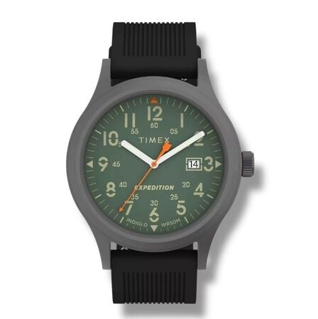 RELOJ ANALOGICO TIMEX EXPEDITION MALLA SILICONA NEGRO FONDO VERDE CALENDARIO (RTX0645) (TW4B30200)