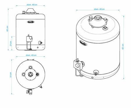 Termotanque a GAS Escorial 45 litros carga superior