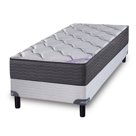 Sommier + Colchon Espuma 1 Plaza Inducol Pyxis 80x190x24