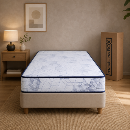 Colchon en Caja Maxiking Box 1 plaza 80x190x22cm Espuma de Alta Densidad