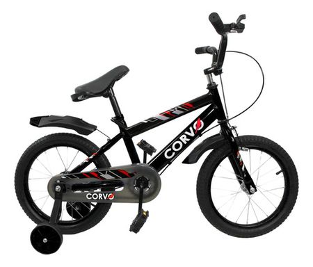 Bicicleta Infantil Corvo Rodado 16 Rueditas Acero Negro 16