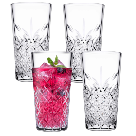 Vaso Vidrio Set x 4 Alto Templado 360 cc Pasabahce Antibacterial Tragos Aperitivos