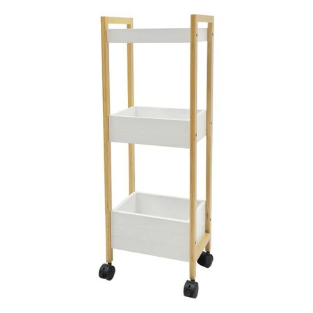 Organizador Mix Atma Home Bambú 3 Niveles Con Ruedas Blanco HB0402101