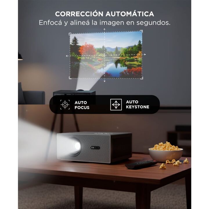 Proyector Gadnic C45 FHD 12000 Lúmenes Android TV AutoFocus AutoKeystone Bolso Transportador Cable HDMI - Vista 3