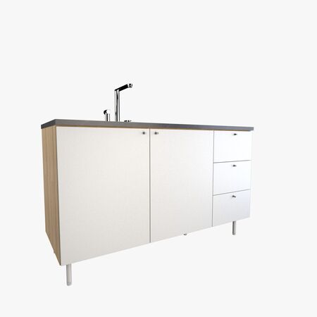 MUEBLE BAJOMESADA MODERNO DE COCINA 140 CM CON CAJONES Y PUERTAS