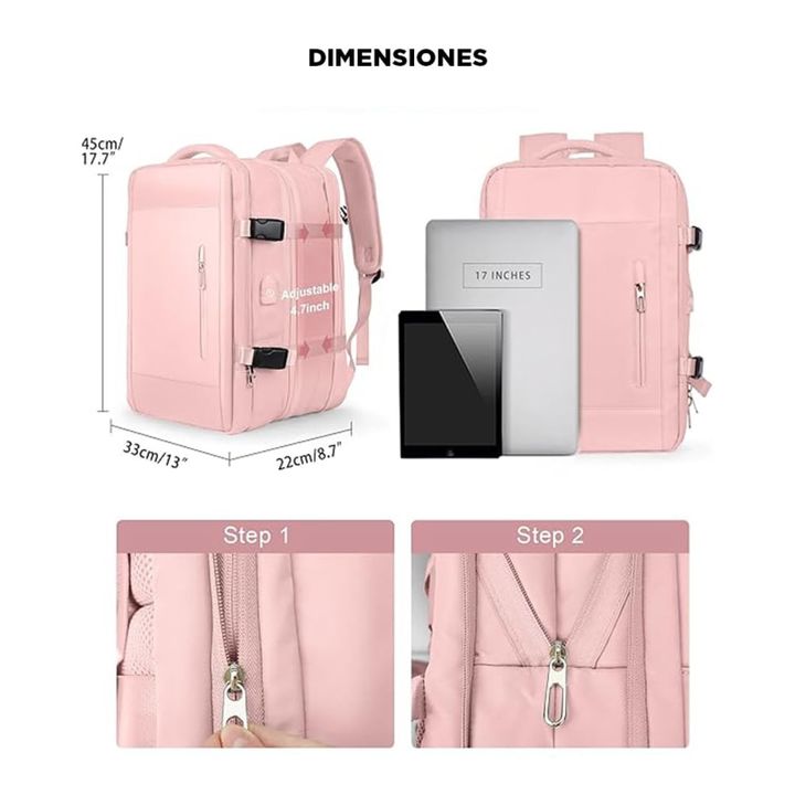 Mochila de Viaje Gris Gadnic Expansible Impermeable 40L - Vista 6